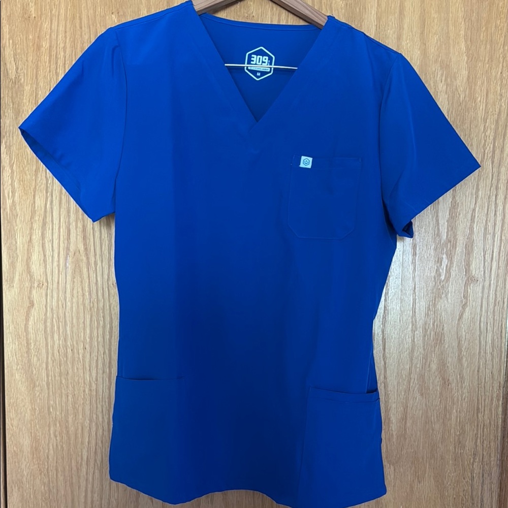 Royal Blue Medical Scrub Top with Pocket Logo